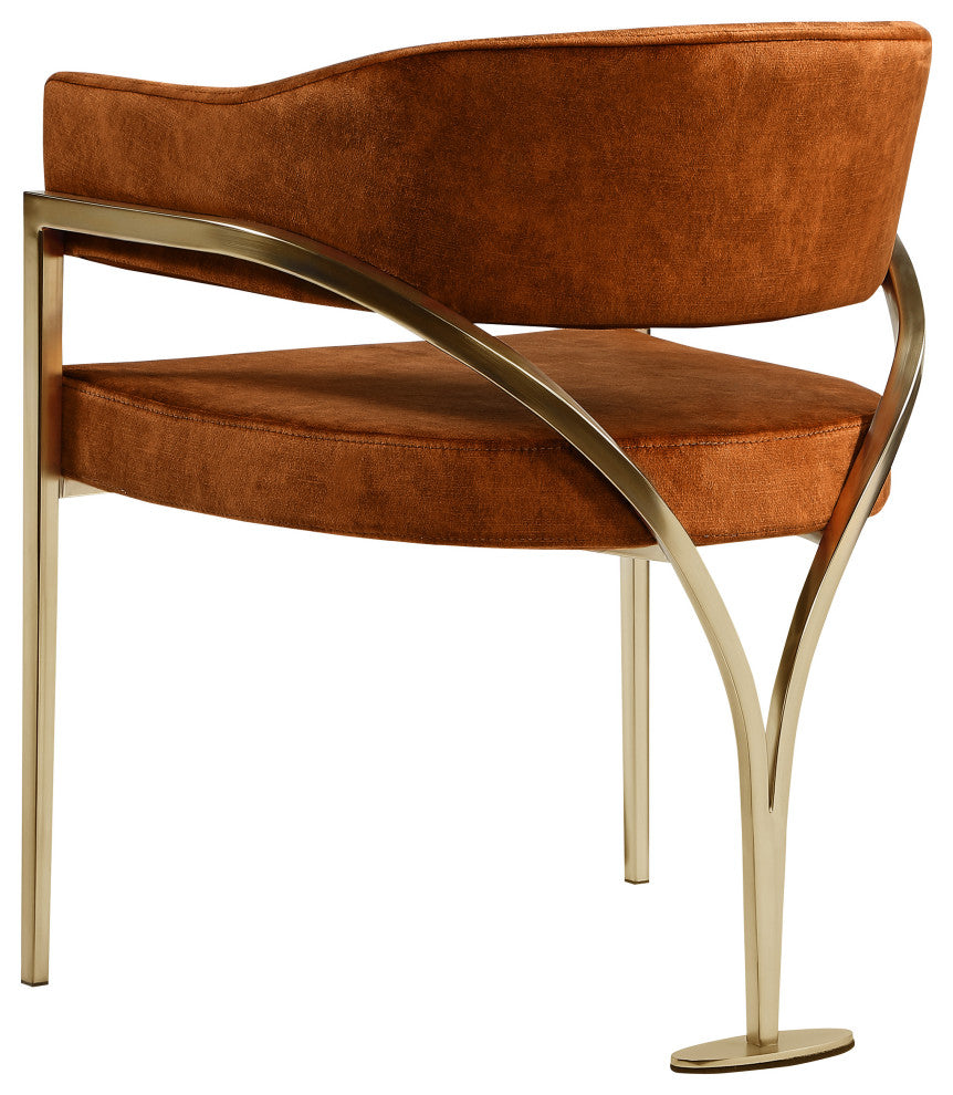 Madelyn Upholstered Dining Chair, Set of 2, Cognac, Velvet, Gold Finish