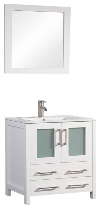 30" Bathroom Vanity With Matching Mirror, White