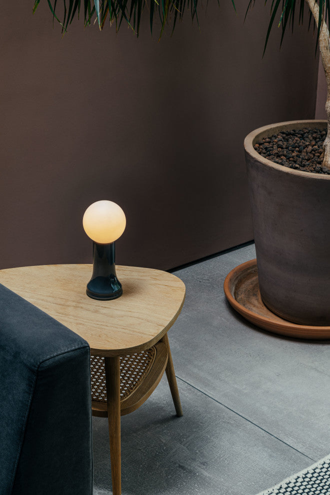 Shore Table Lamp Smoke Grey with G95 LED Bulb