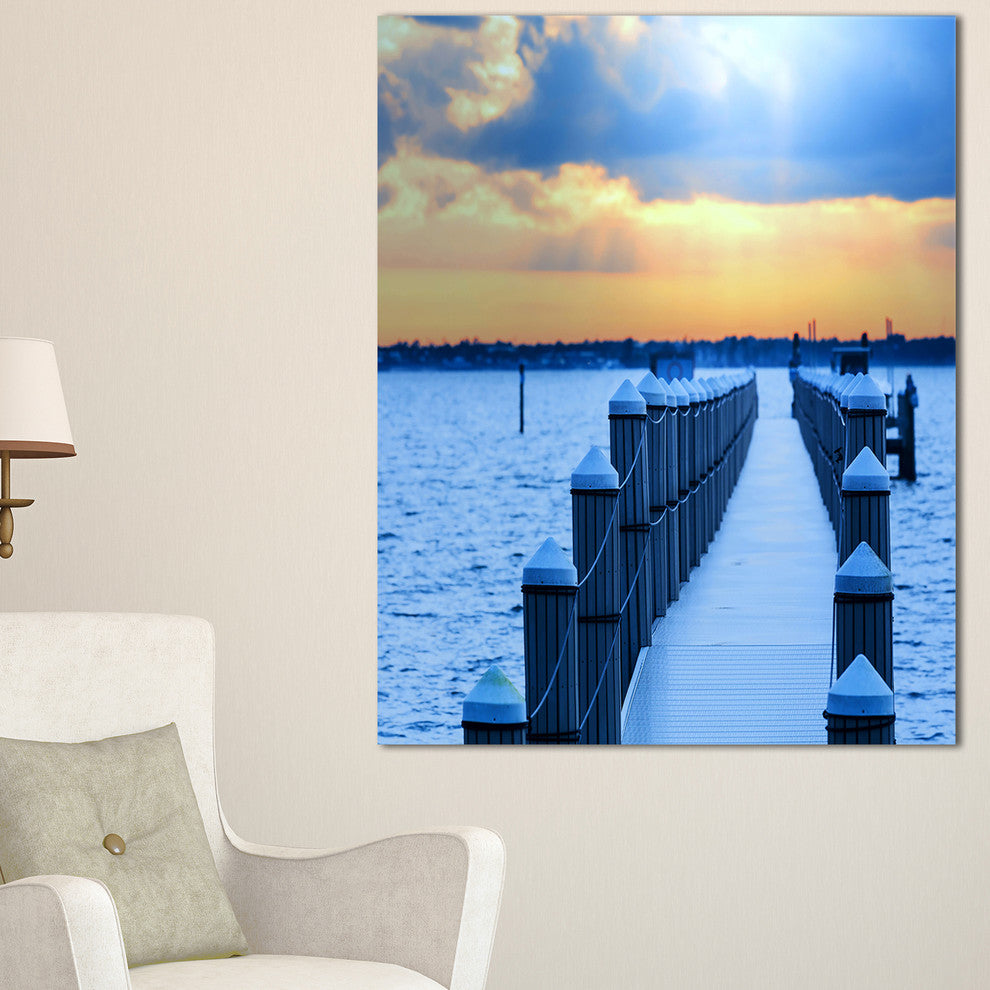 "Fantastic Blue Boardwalk and Seashore" Sea Bridge Wall Art, 30"x40"