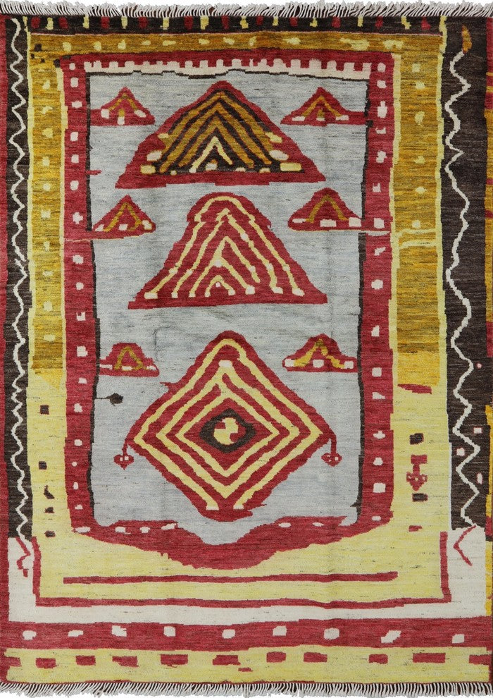 Tribal Blue & Multicolor 8'x11' Tullu Hand Knotted Worsted Wool Area Rug H8850