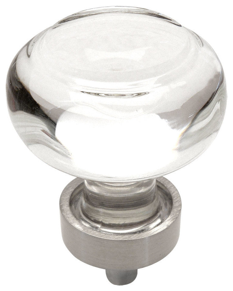 Cosmas 6355SN Satin Nickel Cabinet Round Knob, Set of 5, Glass: Clear