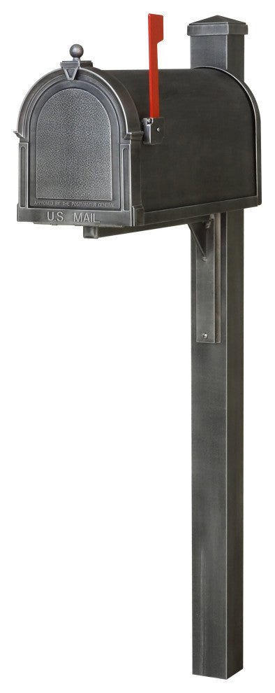 Berkshire Curbside Mailbox and Wellington Decorative Post, Swedish Silver