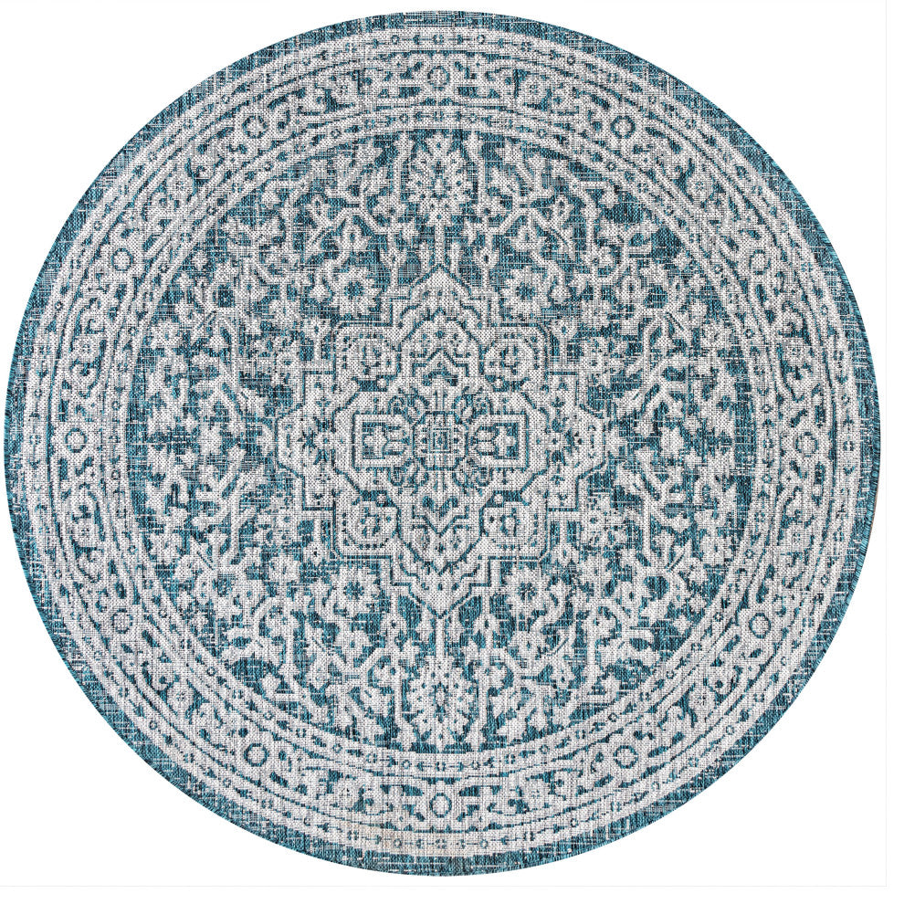 Sinjuri Medallion Textured Weave Indoor/Outdoor Area Rug