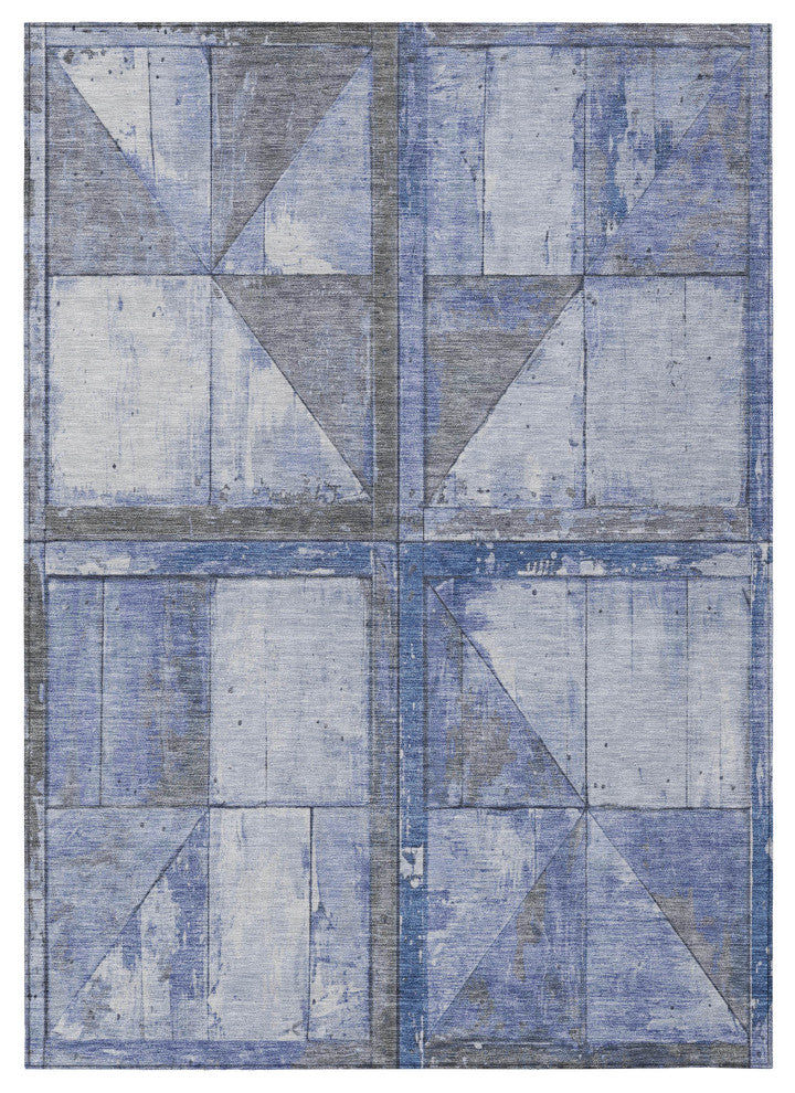 Machine Washable Indoor/Outdoor Chantille ACN1875 Denim 10' x 14' Rug