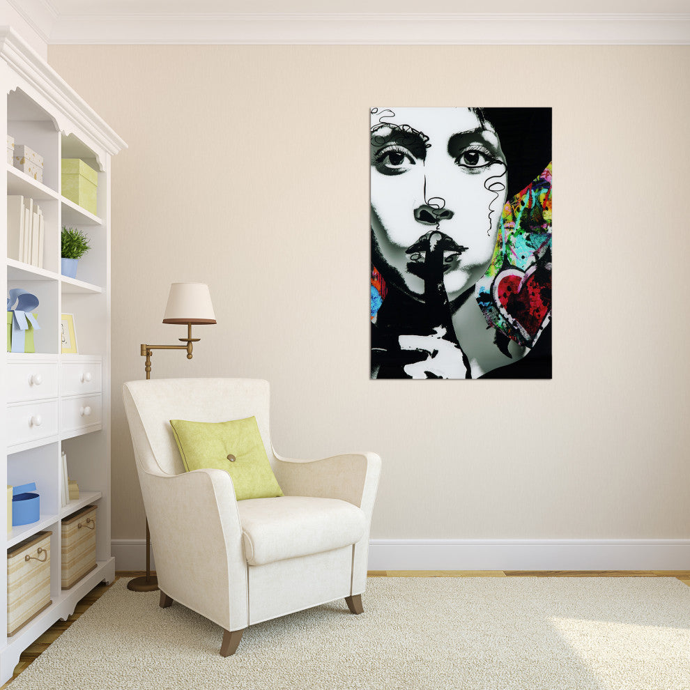 "Secrets" Frameless Free Floating Tempered Glass Panel Graphic Art