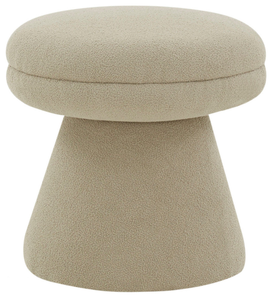 Safavieh Couture Gisella Boucle Ottoman, Light Brown