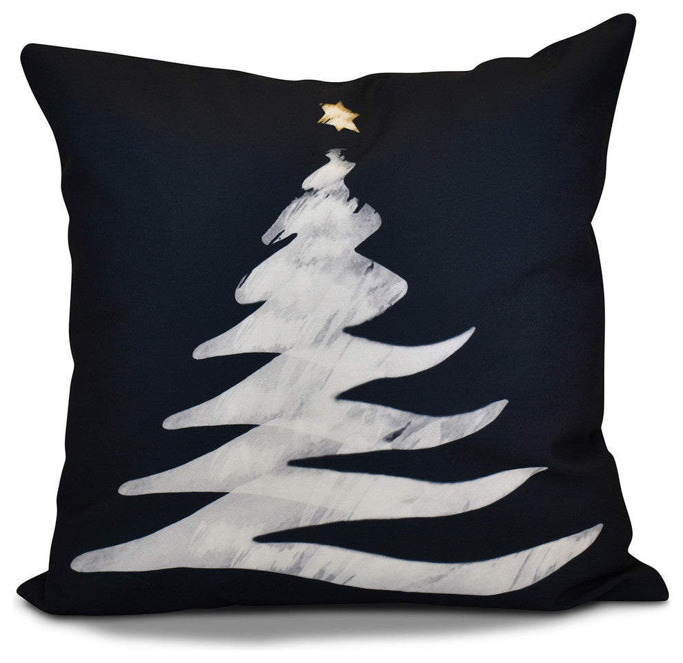 Decorative Holiday Pillow Geometric Print, Navy Blue, 18"x18"