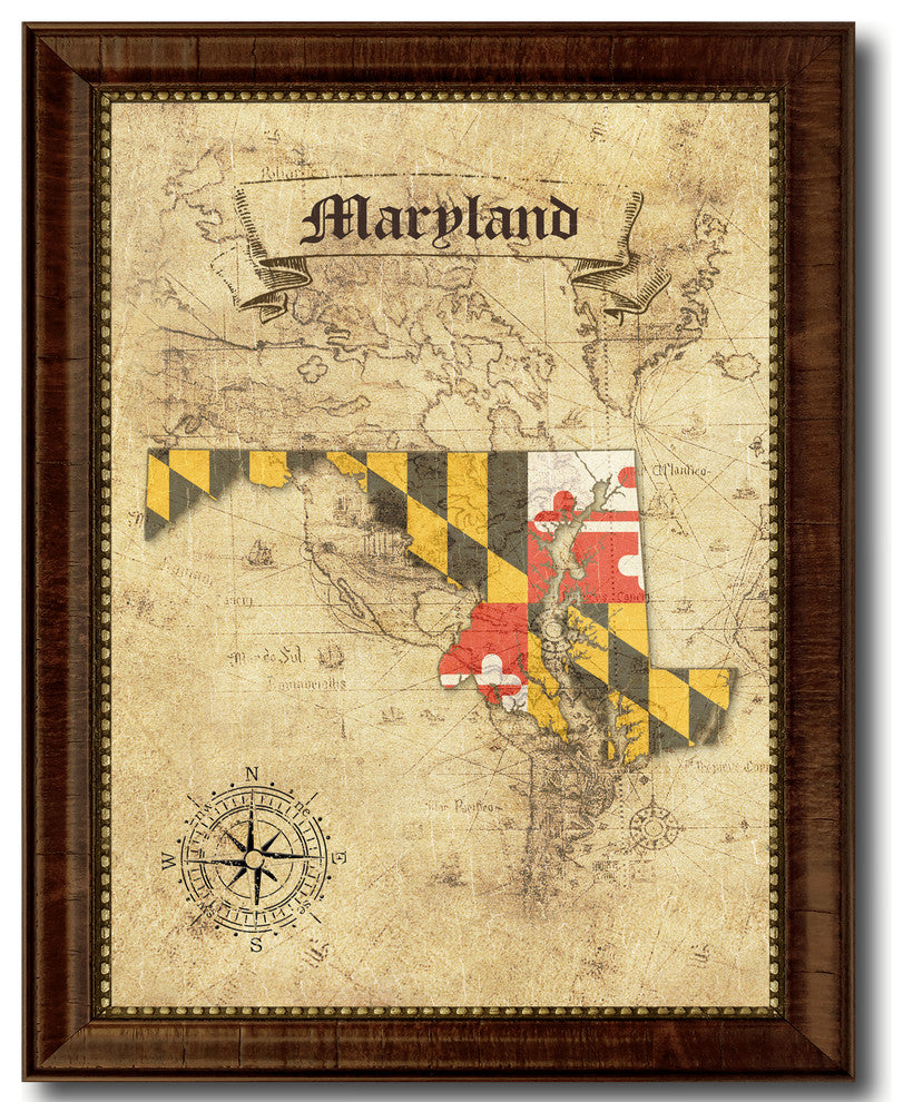 Maryland State Vintage Map, 21"x27"