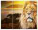 "Lion and Mount Kilimanjaro" Digital Metal Wall Art, 3 Panels, 36"x28"