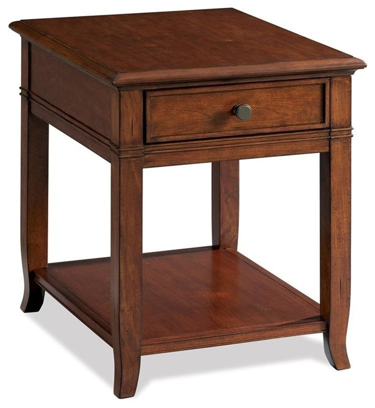 Riverside Furniture Campbell Wood One Drawer End Table in Burnished Cherry
