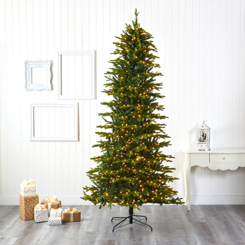 9' Belgium Fir Natural Look Artificial Christmas Tree With 800 Clear LED Lights