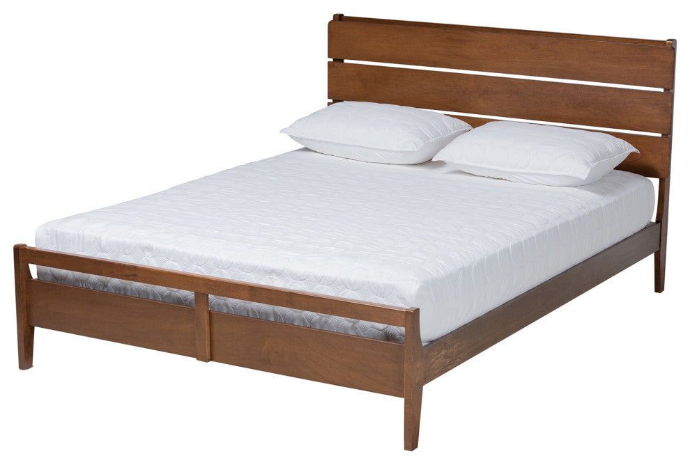 Avena Walnut Wood Queen Size Platform bed
