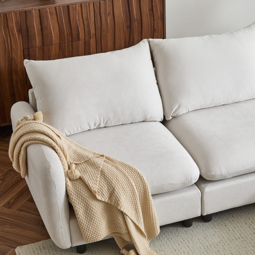 GDF Studio Upholstered Modular Sectional Sofa Set, White Sand, 2 Seater