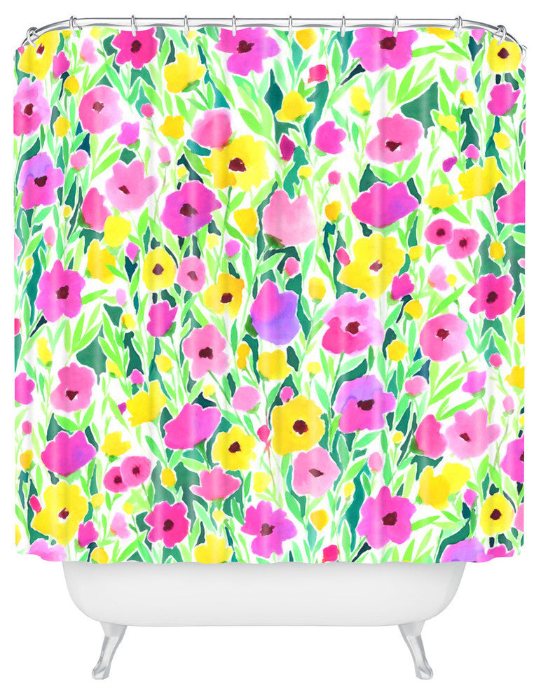 Deny Designs Jacqueline Maldonado Flower Field Pink Yellow Shower Curtain