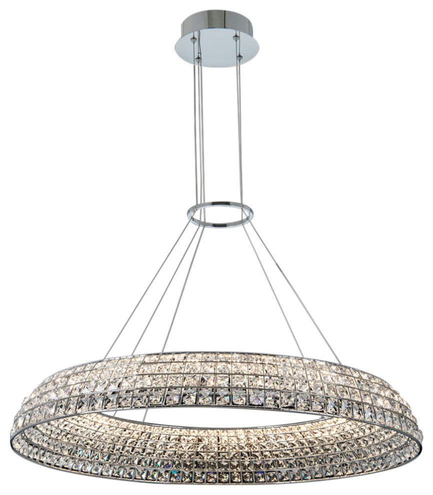 1 Light Contemporary Large Pendant by Allegri, Chrome, 5"