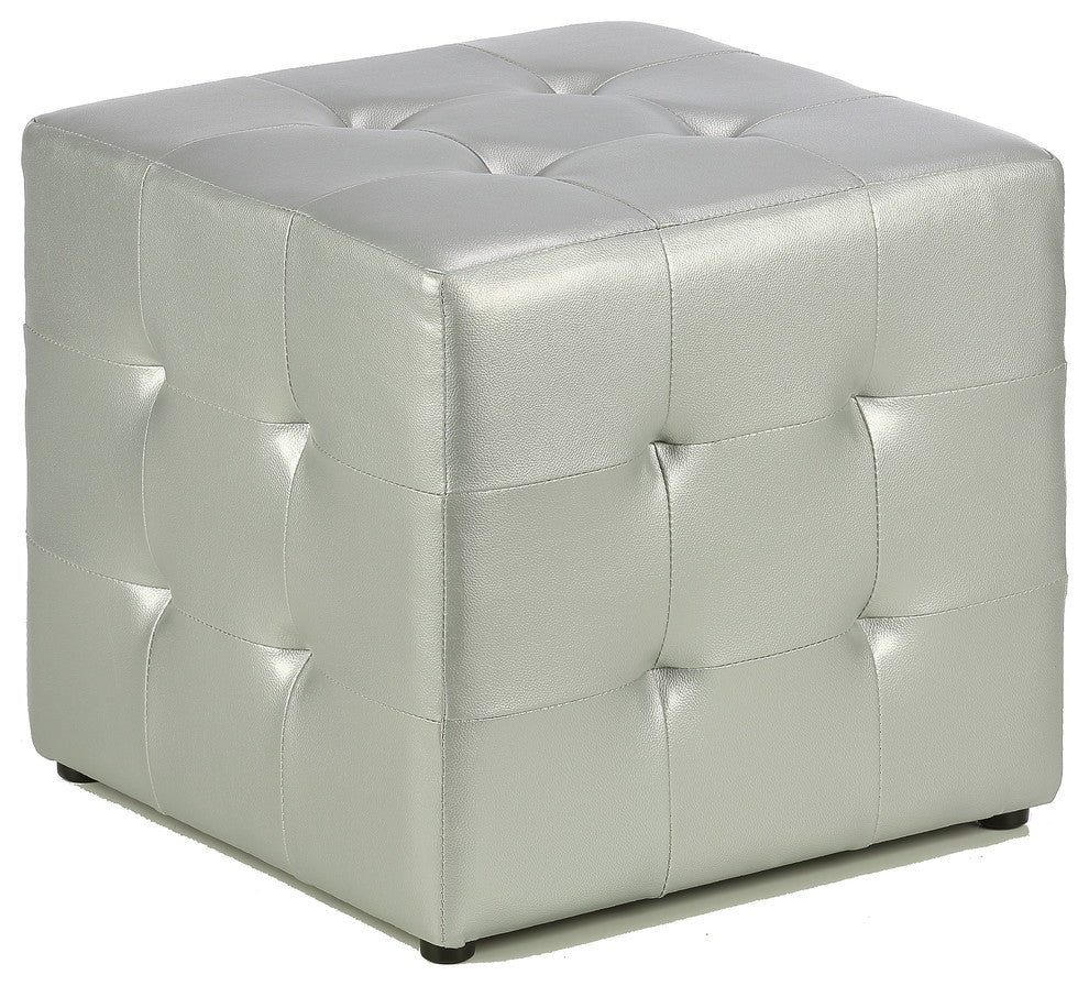 Apollo Cube Ottoman, Silver
