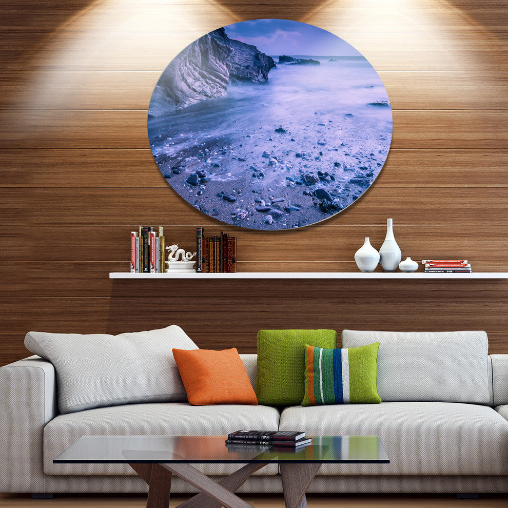Calm Time Lapse On Beach At Sunset, Seashore Round Wall Art, 11"