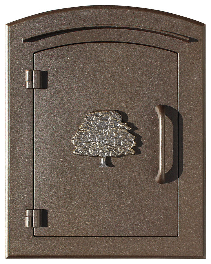 Non-Locking Column Mount Mailbox With "Decorative Oak Tree Logo", Bronze