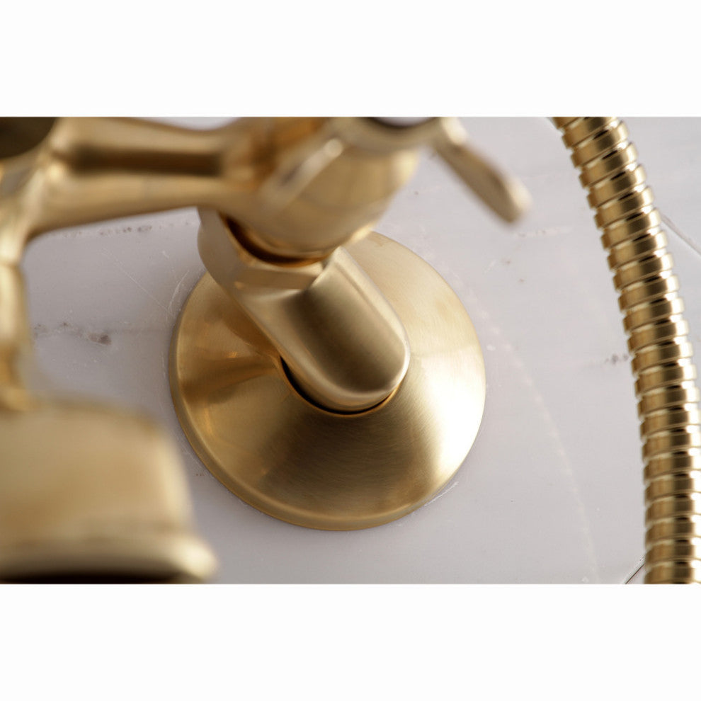 Kingston Brass Clawfoot Tub Faucet With Hand Shower, Brushed Brass