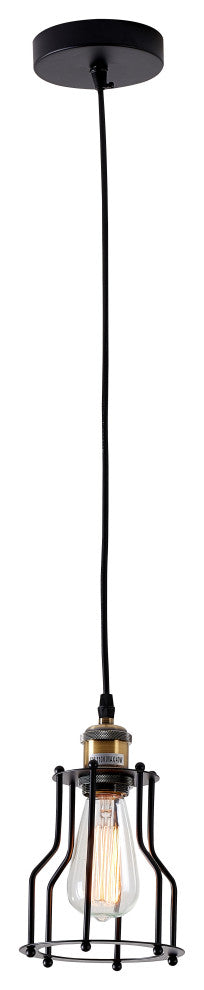 Single Pendant Lighting, Black, 6"x9"
