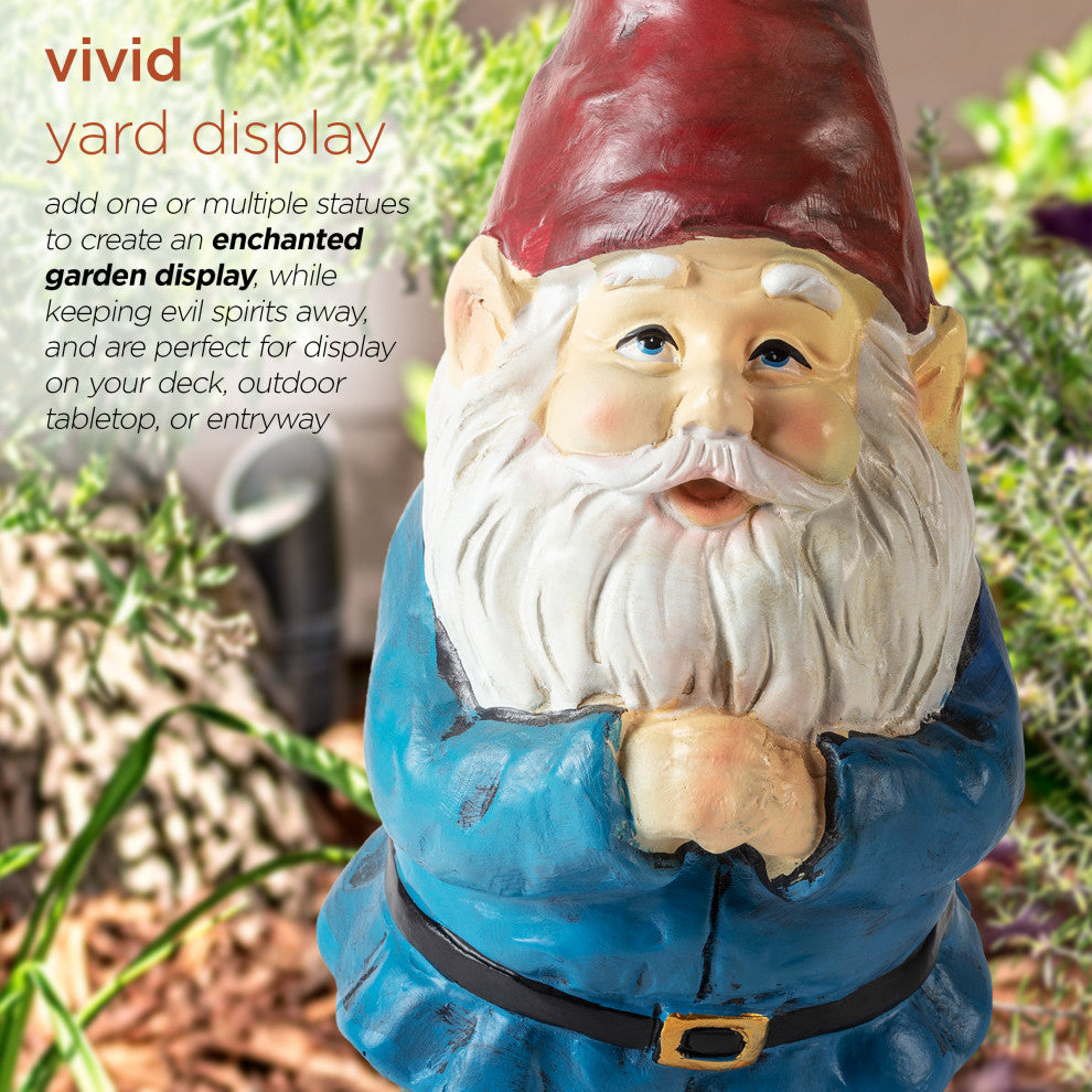 Bearded Garden Gnome Statue with Red Hat