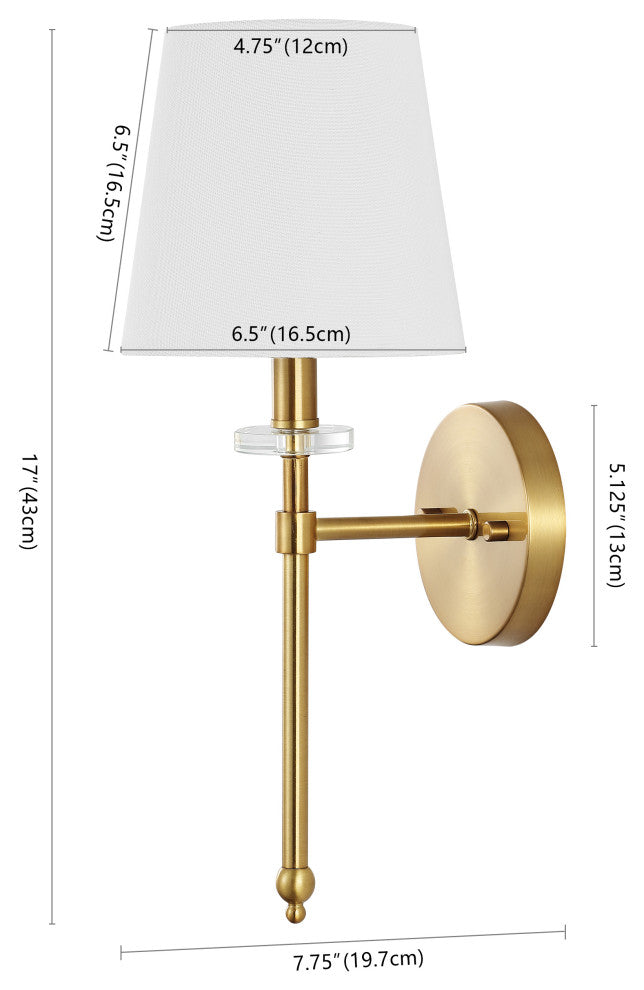 Olivia Modern Midcentury Iron LED Vanity, Brass Gold, 1-Light