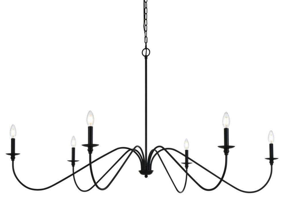 Living District Rohan 60" Chandelier in Matte Black