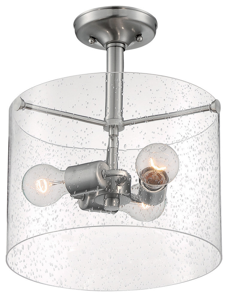 Bransel Three Light Semi Flush Mount, Brushed Nickel