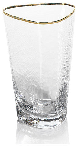 Kampari Triangular Highball Glasses With Gold Rim, Set of 4