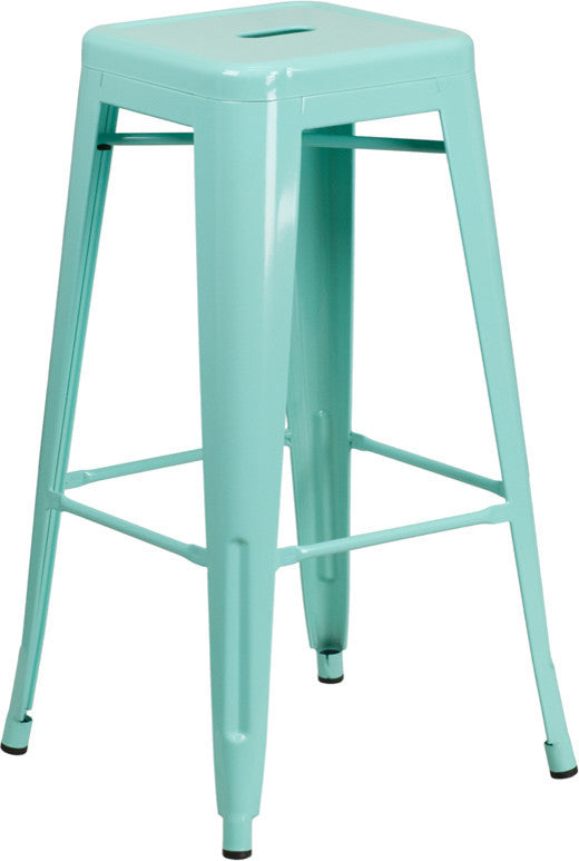 30" High Backless Mint Green Indoor-Outdoor Barstool