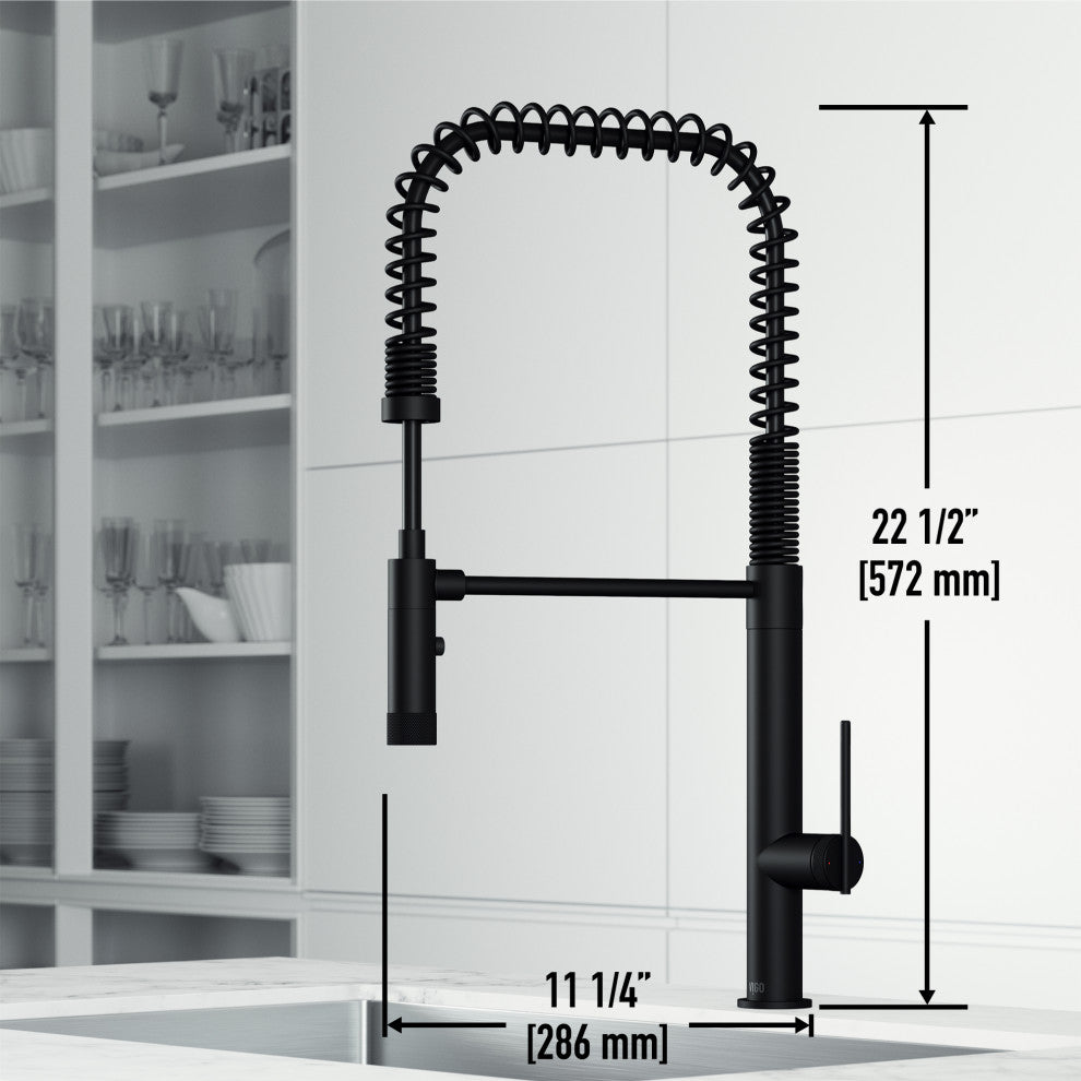 VIGO Sterling 23" H Single Handle Pull-Down Sprayer Kitchen Faucet, Matte Black, Without Extras