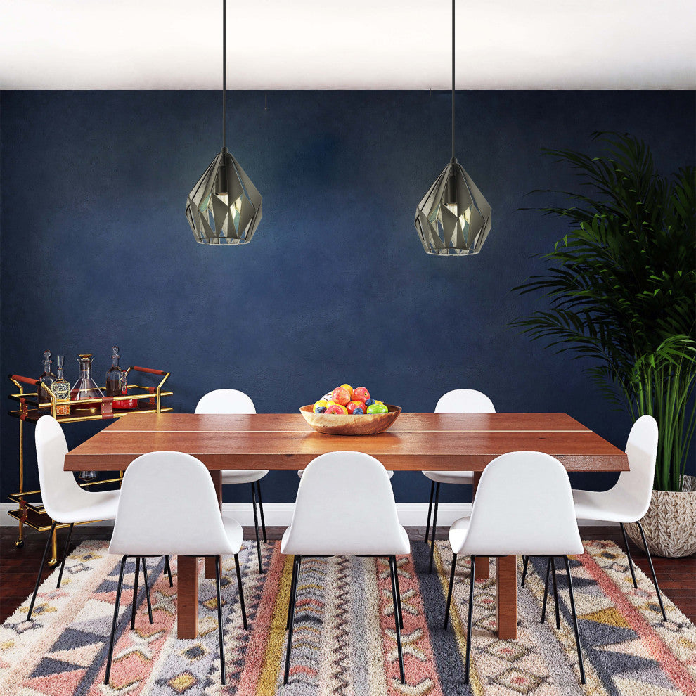 Carlton 3, 1-Light Geometric Pendant, Black, Silver Finish