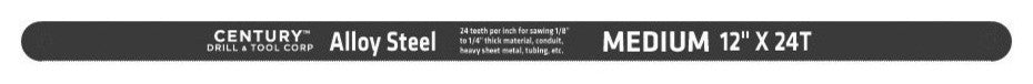 Carbon Alloy Steel Hacksaw Blade, 12"x24T
