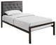 Modern Contemporary Twin Size Fabric Bed Frame, Gray Fabric