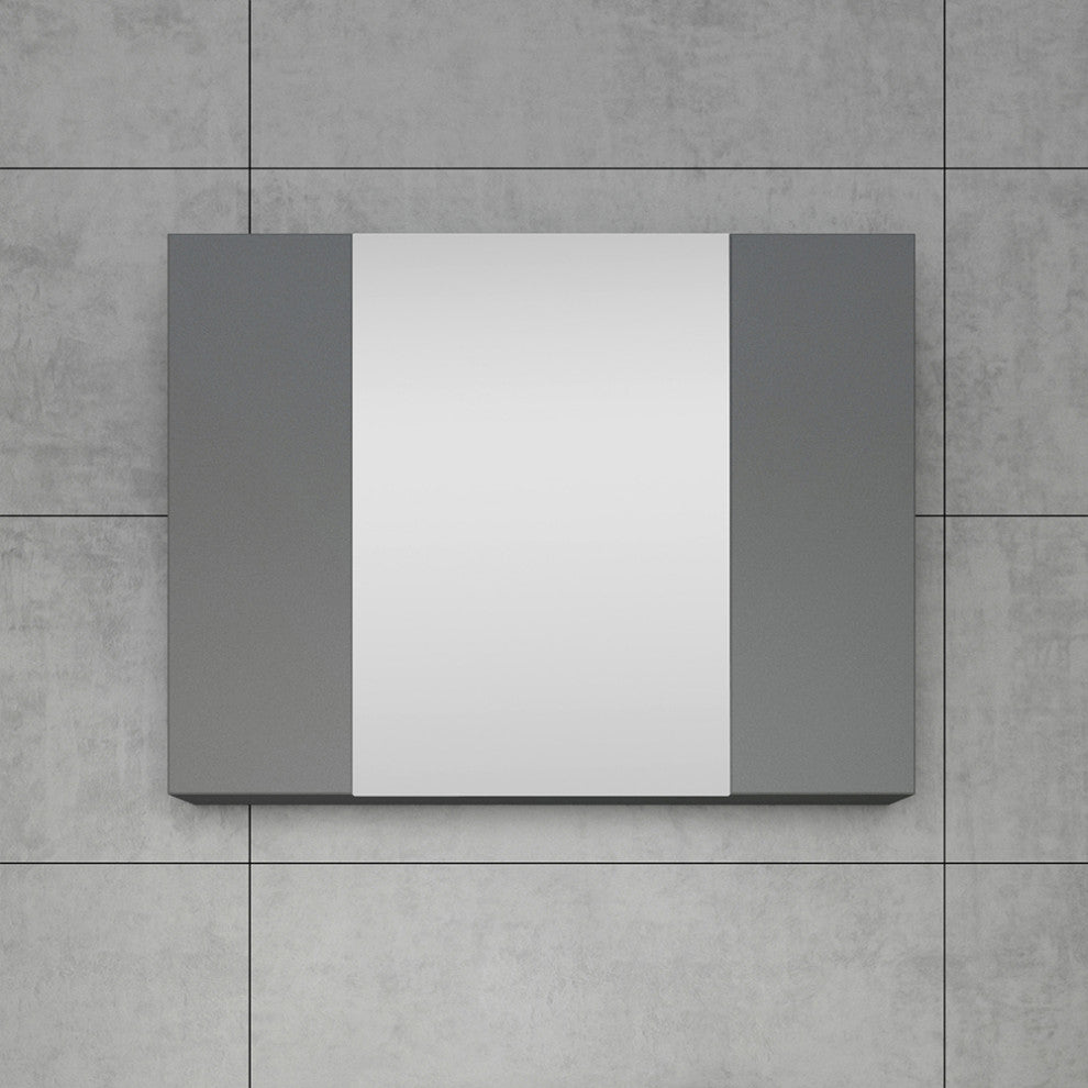 Medicine Cabinet With 3 Doors, Gray, 32"