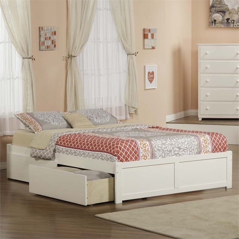 AFI Concord Urban King Storage Solid Wood Platform Bed with USB Charger in White