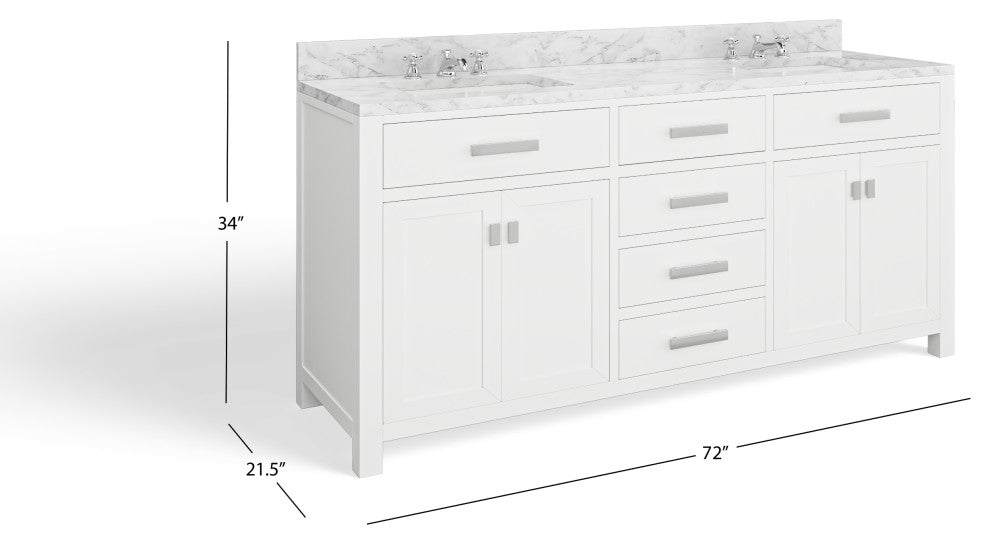 The Polaris Bathroom Vanity, Pure White, 72", Double Sink, Freestanding, With Mirror