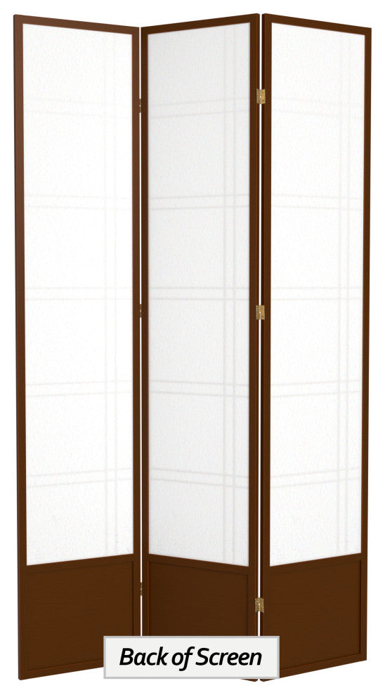 7' Tall Double Cross Shoji Screen, Walnut, 3 Panels