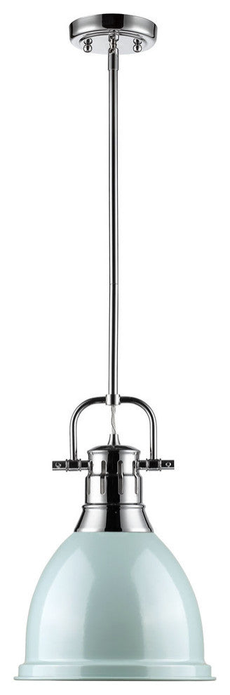 Duncan Mini Pendant With Rod, Chrome, Chrome And Seafoam
