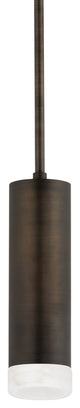 Luxe Cylinder Pendant With Bezel, Distressed Bronze, 3.75"Lx3.75"Wx18.5"H