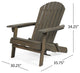 Yadiel Outdoor Acacia Wood Folding Adirondack Chair, Gray