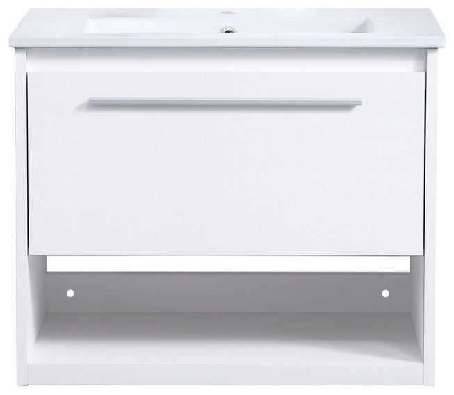 24" Single Bathroom Floating Vanity, White