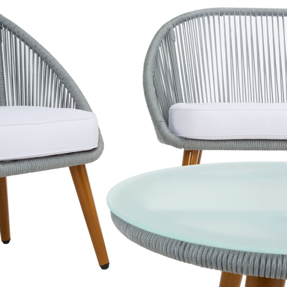 Safavieh Outdoor Halcott 4 Piece Living Set Grey / White