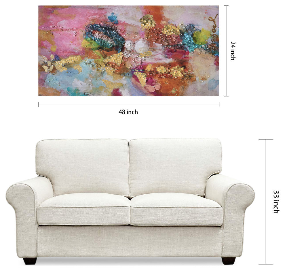 Colorful Symphony II Crystallus Epoxy Coated Wrapped Canvas Wall Art