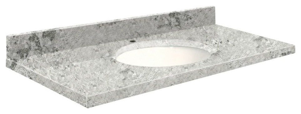 Quartz 25"x22" Vanity Top, White Bowl, Winter Wonder, Single Hole