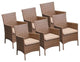 TKC Laguna Wicker Patio Arm Dining Chairs in Wheat (Set of 6)