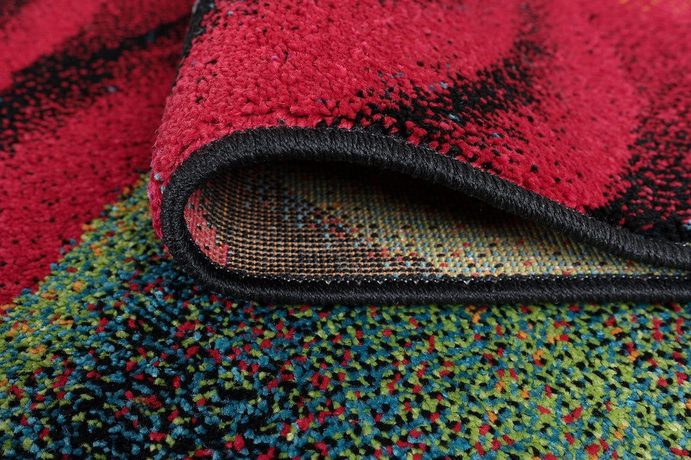 Susan Contemporary Abstract Area Rug, Multi-Color, 7'10'' Round