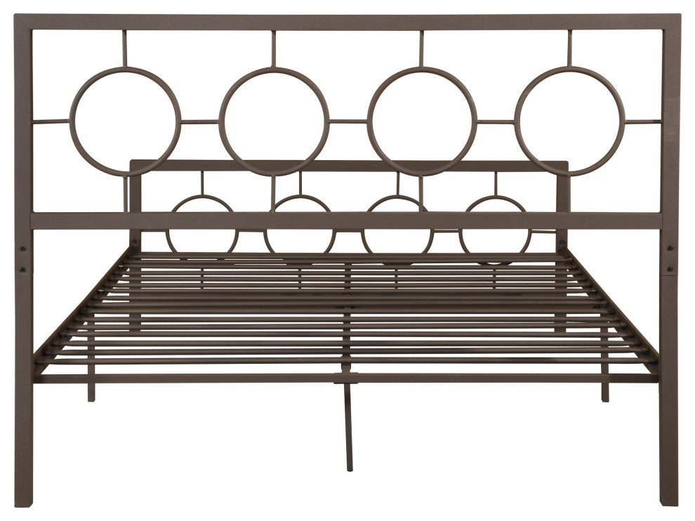 GDF Studio Doris Modern Queen Geometric Low-Profile Platform Bed Frame, Hammered