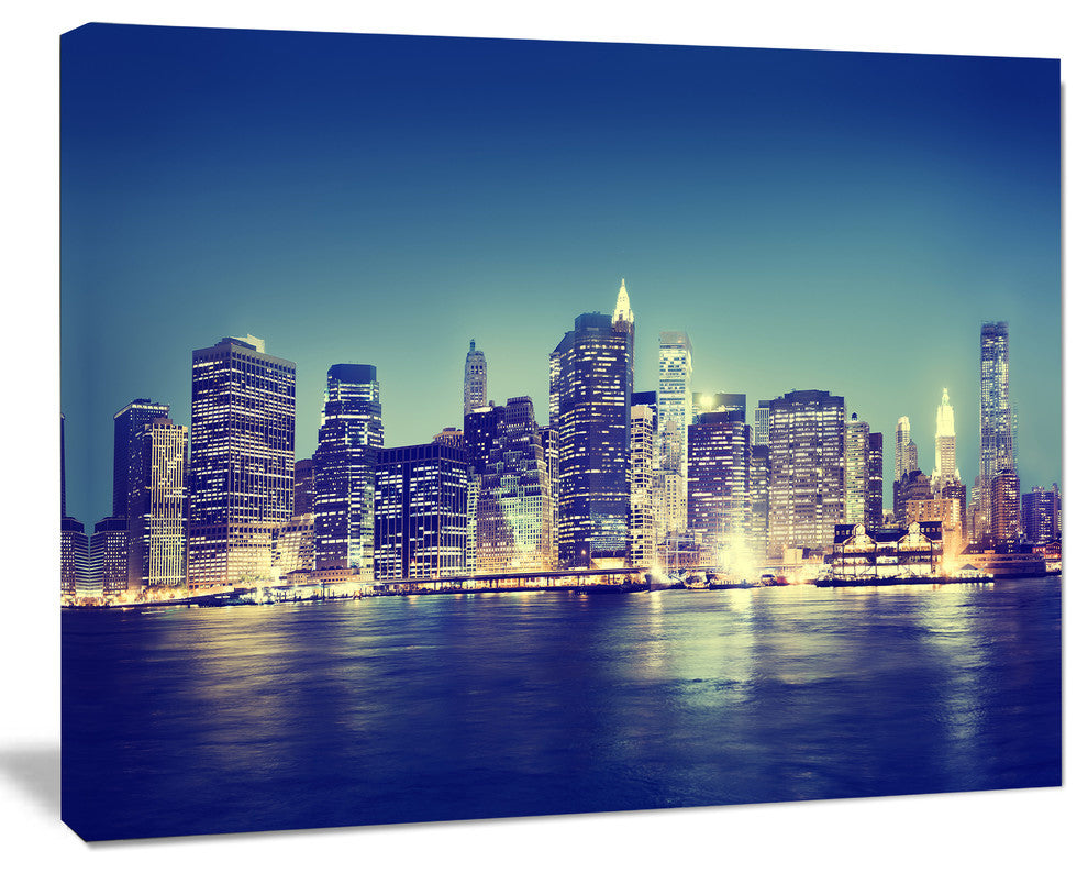 New York City Evening Panorama, Extra Large Canvas Art Print, 40"x30"